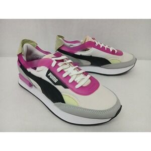 Puma Women's Future Rider Cut-Out POP Running Shoes 384984-01 White Magenta Sz 7